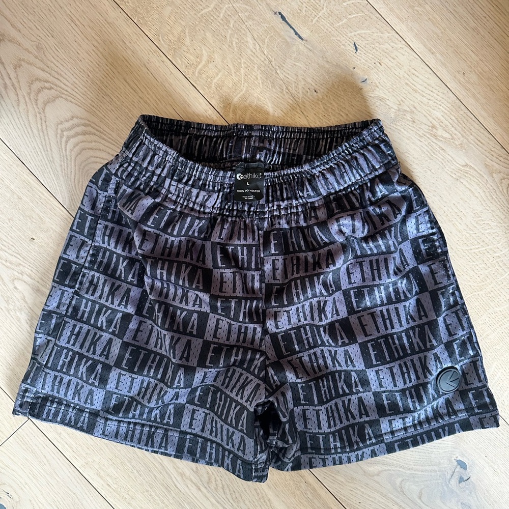 Ethika Charcoal and Black Logo Shorts